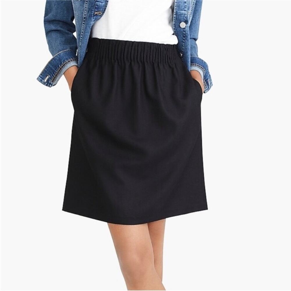 J Crew Solid Black Paperbag Sidewalk Wool Blend Mini Skirt Size 0 Pull On 95435